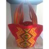 NEW HANDMADE WAYUU MOCHILA large COTTON TOTE shoulder beach PINK ORANGE BAG