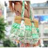 Green bohemian straw Plaited Women shoulder bags,handbags beach bag