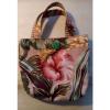 Floral Handbag Travel Beach Bag Checkered inside - Not Used  10&#034; Tall 8.5&#034; Wide