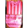 Set of 2 Victoria&#039;s Secret large striped pink sequin canvas tote beach pool bags