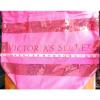 Set of 2 Victoria&#039;s Secret large striped pink sequin canvas tote beach pool bags