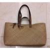 Lady Tote Shoulder Beach Bag Handmade Fashion Bulrush Leather Natural GrassBrown