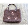 Dark Chocolate Brown Cloth Lined Straw Purse/Beach/Craft Bag