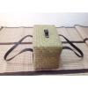 woven wicker square basket with leather strap storage picnic beach bag