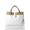 Giorgios of Palm Beach White Leather Structured Ostrich Small Tote Bag