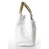 Giorgios of Palm Beach White Leather Structured Ostrich Small Tote Bag