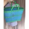 blue and green all woven plastic waterproof beach pool tote bag