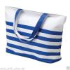 Ladies Summer BEACH Bag - White NAUTICAL STRIPE STRIPED Shopping Shoulder Bag