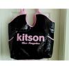 KITSON Los Angeles Pink &amp; Black Sequin Beaded Large Tote Shopper Beach Bag Purse