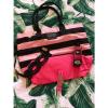 NEW Victoria&#039;s Secret Getaway Tote Pink &amp; Black Striped Beach Bag