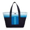 NEW Tory Burch Stripe T Canvas Shopper Tote Beach Bag In Blue &amp; Black