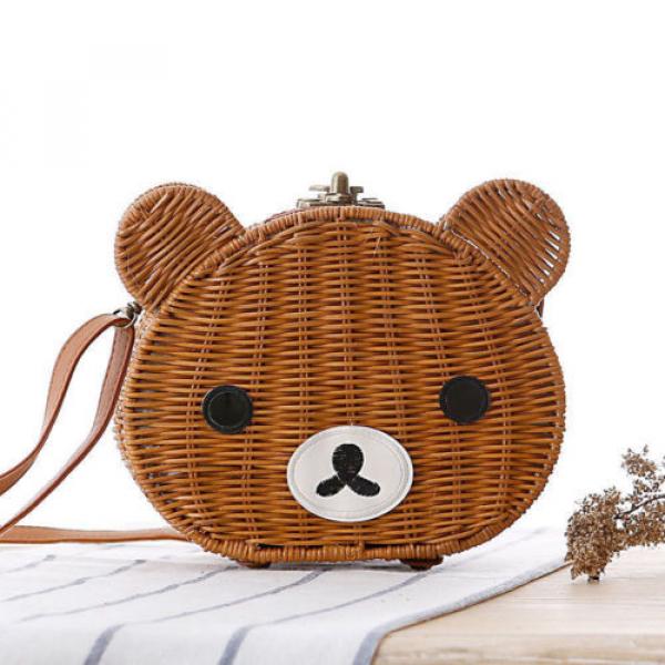 2016 New Fashion Women Summer Cute Brown Bear Straw Bag Beach Tote Bag Handbag #1 image