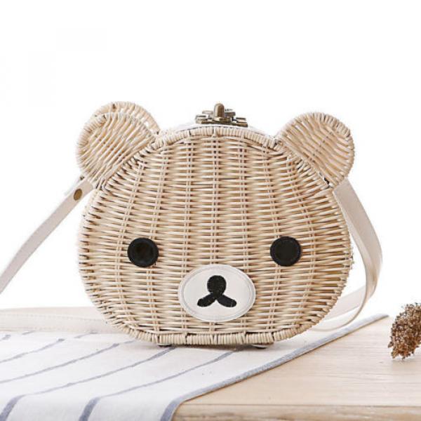 2016 New Fashion Women Summer Cute Brown Bear Straw Bag Beach Tote Bag Handbag #2 image