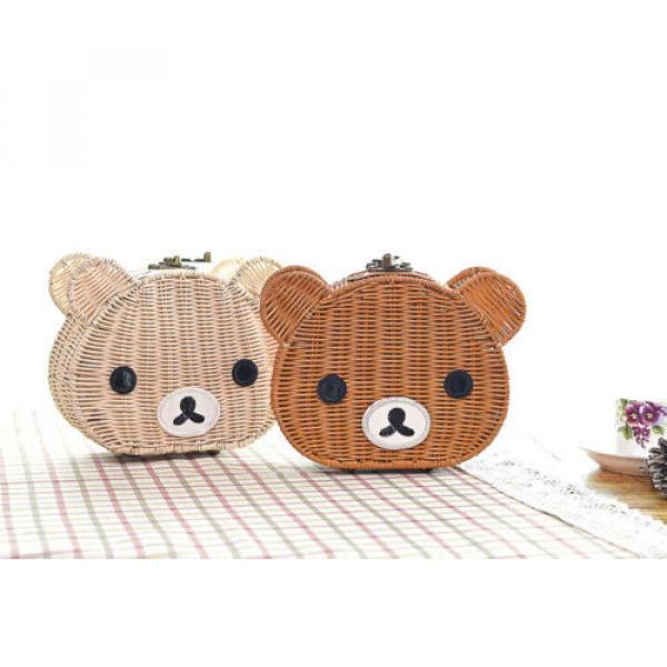 2016 New Fashion Women Summer Cute Brown Bear Straw Bag Beach Tote Bag Handbag #3 image