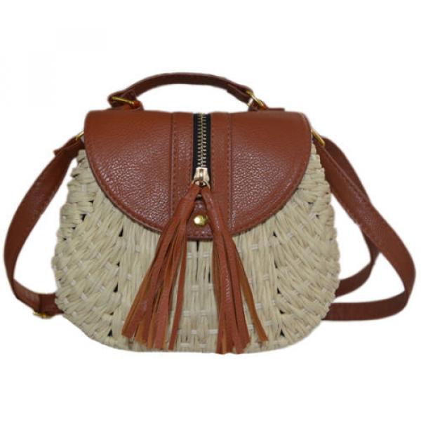 Women Summer Beach Straw Weave Shoulder Handbag Messenger Cross Body Tote Bag #2 image