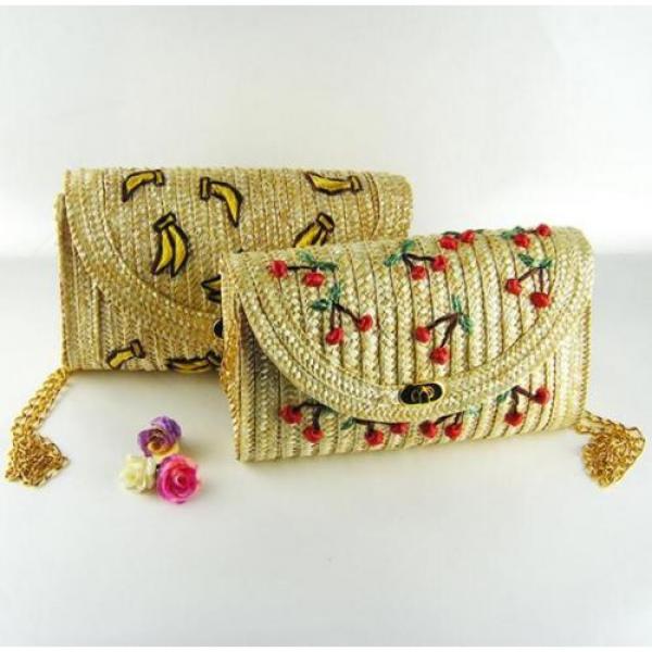 Cute Handmade Straw Handbag Fruit Bag Strawberry Purse Woven Women Messenger Bag #2 image