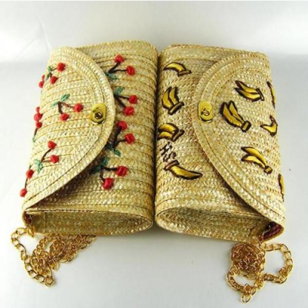 Cute Handmade Straw Handbag Fruit Bag Strawberry Purse Woven Women Messenger Bag #3 image