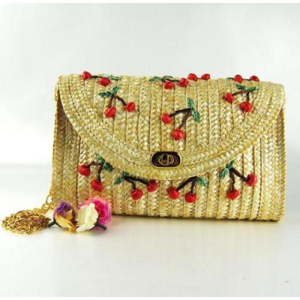 Cute Handmade Straw Handbag Fruit Bag Strawberry Purse Woven Women Messenger Bag #4 image