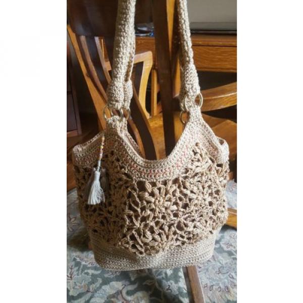 the SAK FLOWER RATTAN,WICKER, STRAW, LINED BAG, TOTE *** SCREAMS SPRING!! EUC #1 image