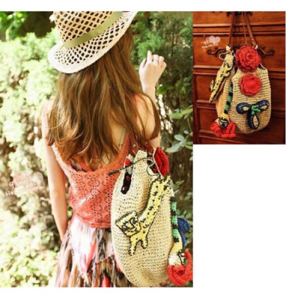 SB-004 Women&#039;s Single Shoulder Bag Paper Straw Handbag with Tiger Pattern #5 image