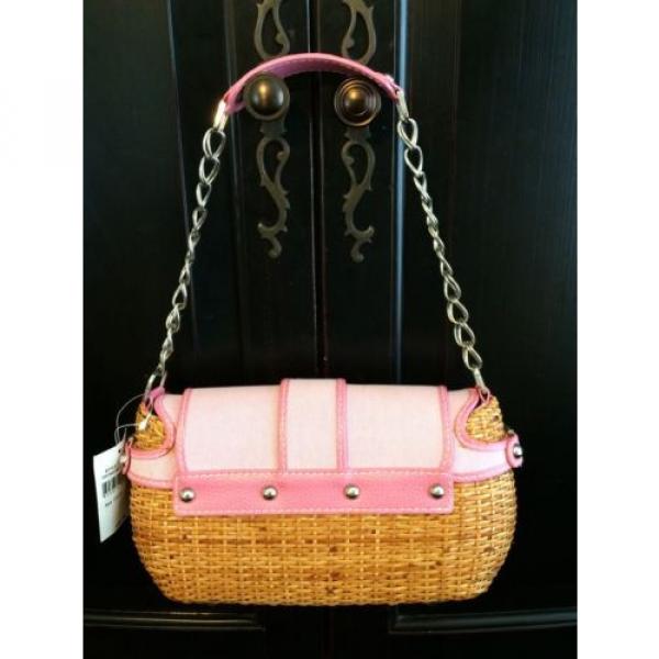 NWT Rafe Straw Purse Pink Leather Handbag Bag #3 image