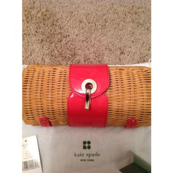 Authentic Kate Spade Coral Straw Edgartown Clutch With Dust Bag NWT #2 image