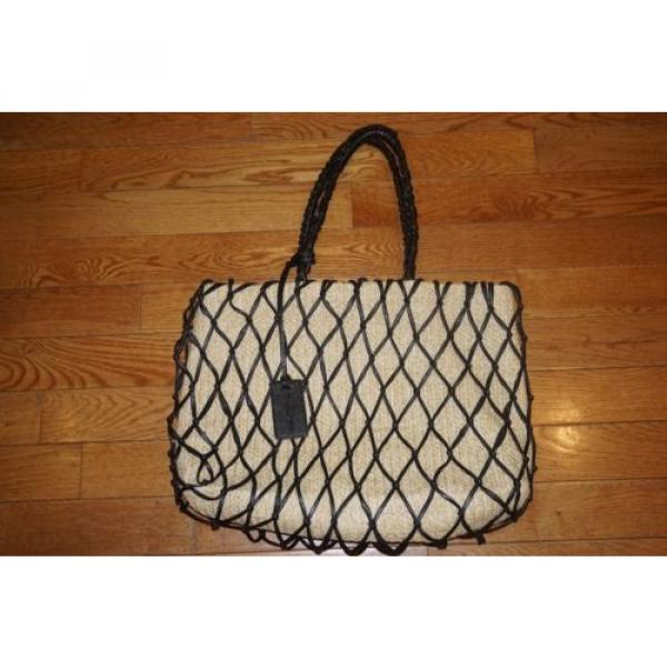 NWOT MICHAEL STARS Fishnet Tote Bag Straw with Black Pleather Net Retails $150 #1 image