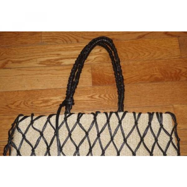 NWOT MICHAEL STARS Fishnet Tote Bag Straw with Black Pleather Net Retails $150 #3 image