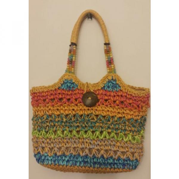 Cappelli Colorful Beaded Straw Purse Tote Shoulder Bag Boho #1 image