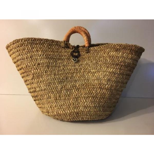 Authentic Brighton Basket Weave Leather Flowers Tote Oversized Handbag Beach Bag #2 image