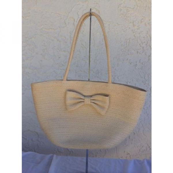 Natural Woven Straw Shoulder Bag Purse Bow Accent Art to Wear #1 image