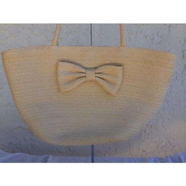 Natural Woven Straw Shoulder Bag Purse Bow Accent Art to Wear #2 image