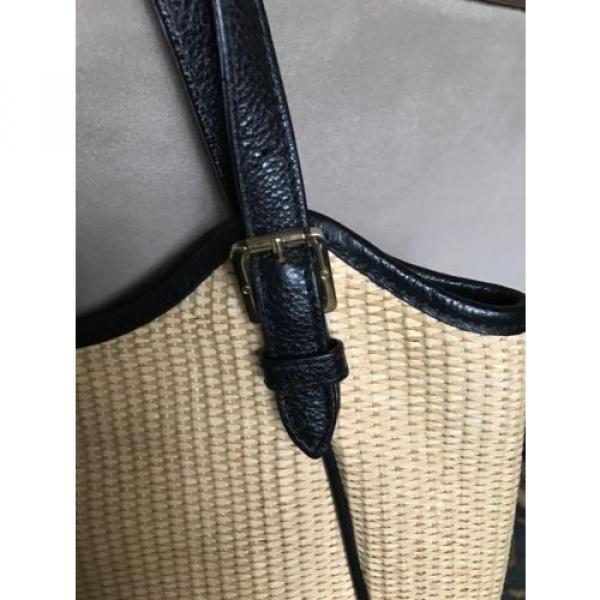 Tory Burch Straw Slouchy Tote Bag Natural Black #4 image