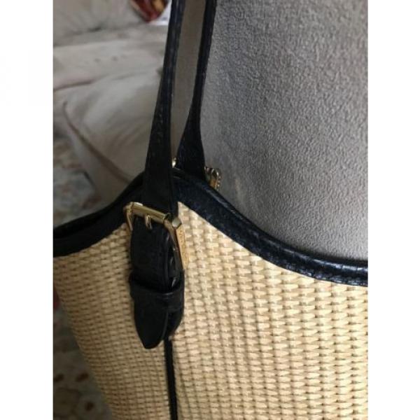 Tory Burch Straw Slouchy Tote Bag Natural Black #5 image