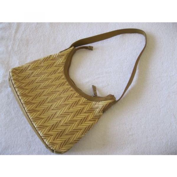 Stone Mountain Natural Woven Straw Faux Leather Trim Shoulder Handbag Bag Purse #1 image