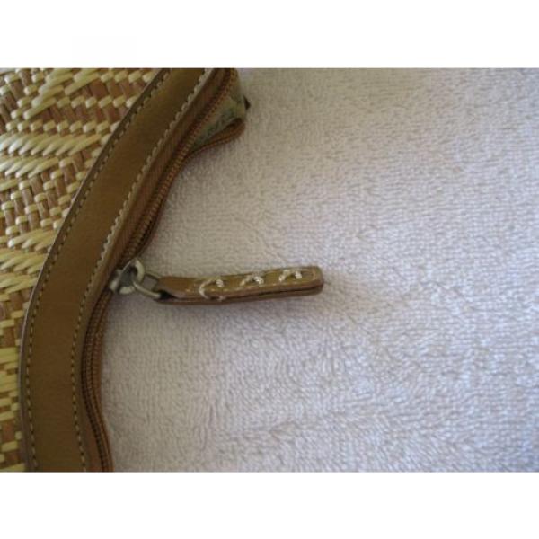 Stone Mountain Natural Woven Straw Faux Leather Trim Shoulder Handbag Bag Purse #5 image