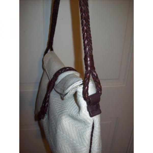 SIGRID OLSEN Fold Over Straw &amp; Leather Bag NWT #3 image