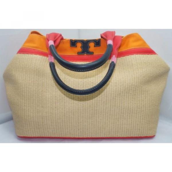 NWT Tory Burch Bag Slouchy Straw Canvas Tote Handbag Shoulder Natural #1 image