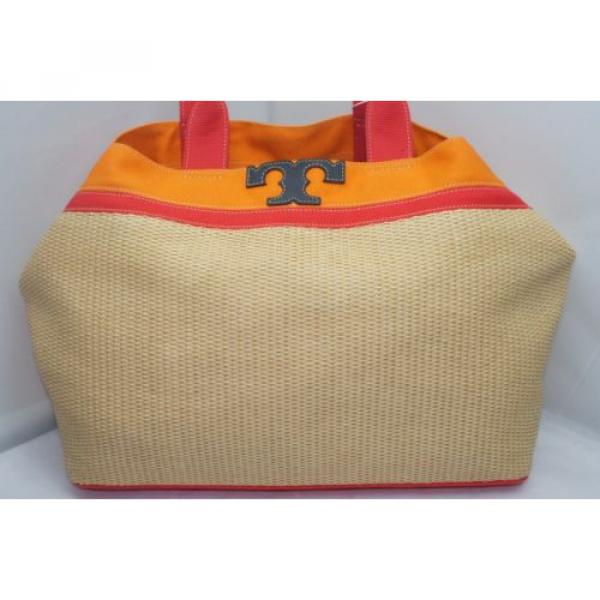 NWT Tory Burch Bag Slouchy Straw Canvas Tote Handbag Shoulder Natural #2 image