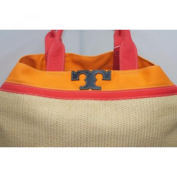 NWT Tory Burch Bag Slouchy Straw Canvas Tote Handbag Shoulder Natural #4 image