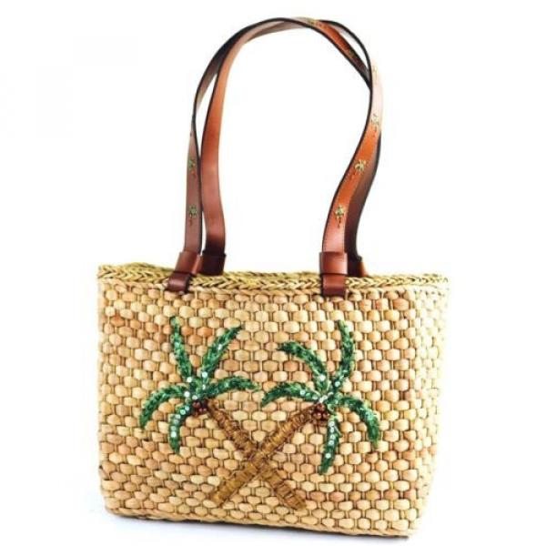 Straw Woven Purse With Palm trees Shoulder Bag #1 image