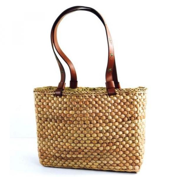 Straw Woven Purse With Palm trees Shoulder Bag #5 image