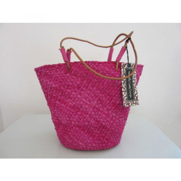 NWT Pink Straw &#034;Panier Basket&#034; Tote Bag #1 image