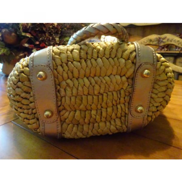 MICHAEL KORS Large Straw/Cornhusk Braided Leather Tote Bag w/ Gold Hardware EUC! #4 image