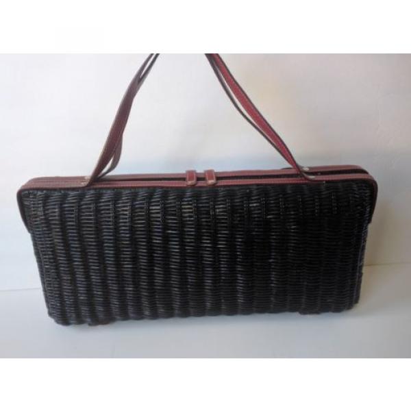 KATE SPADE Large, Long Black Wicker Woven Weave Picnic Bag, Handbag, Purse, RARE #3 image