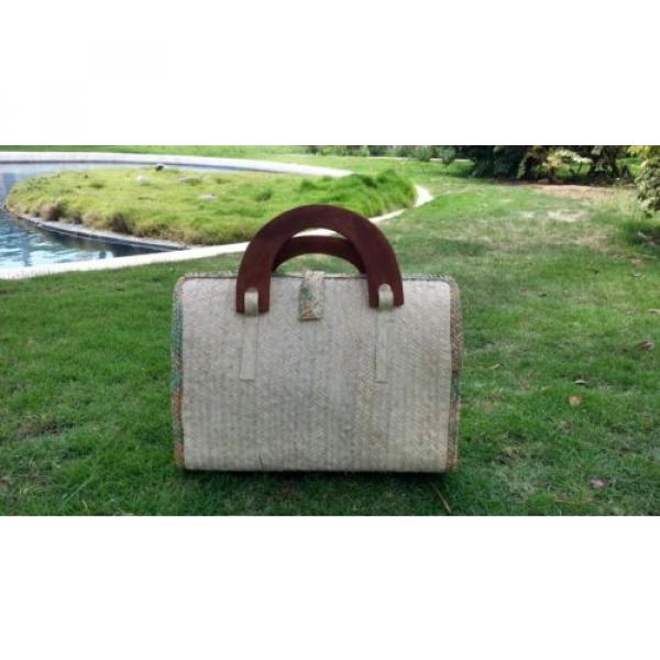 WICKER &amp; STRAW TOTE PURSE BAG, LARGE SIZE HANDMADE TOTE #3 image