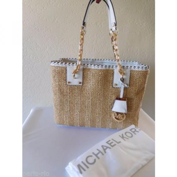 New Michael Kors Straw Rosalie Large East/West Tote Bag, Purse, Shoulder Bag! #2 image