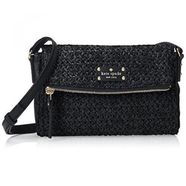 KATE SPADE NEW YORK COBBLE HILL STRAW MINI CARSON CROSS-BODY BAG Black #1 image