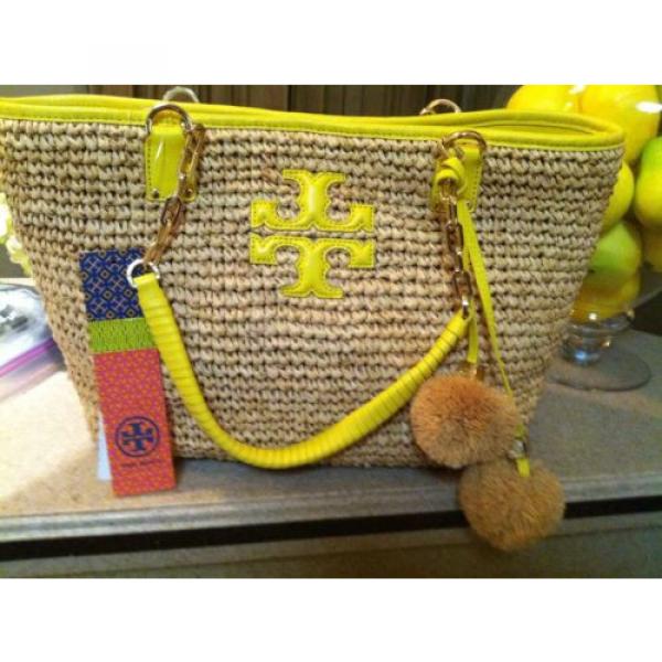 Tory Burch SOLD OUT Thea Straw Natural/Neon Sun TOTE BAG NWT #1 image