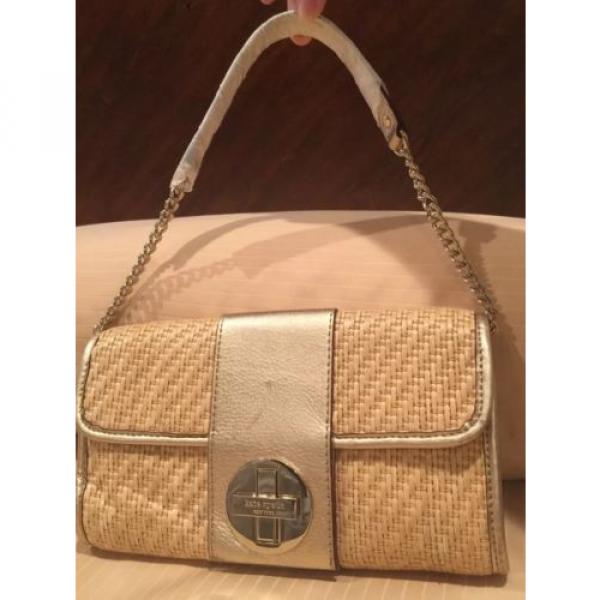 Kate Spade Straw Leather Gold Chain Shoulder Bag Gold Beautiful #1 image